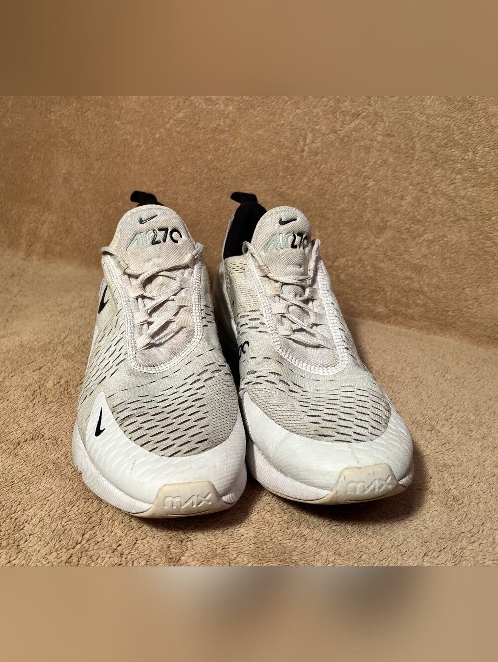 Nike Air Max 270 White and Light Gray Mesh Running Sneakers